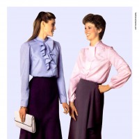 1980s fashion 1980-r0510-frilled-blouse-and-flared-skirt-red0063