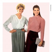 1980s fashion 1980-r0512-pencil-velvet-skirt-and-silky-blouse-red0065